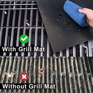 GRILLART Grill Mat with Holes - 100% Non-Stick 600 Degree BBQ Grill Mats (Set of 2) - Heavy Duty, Reusable, Easy to Clean Barbecue Grilling Mat Accessories - Works on Electric Grill Gas Charcoal BBQ