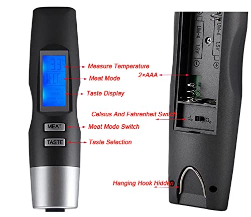 Meat Thermometer Fork, LCD Disply Digital Cooking Thermometer Fork Instant Read BBQ Fork Suitable for Kitchen, Grilling, Barbecue, Turkey