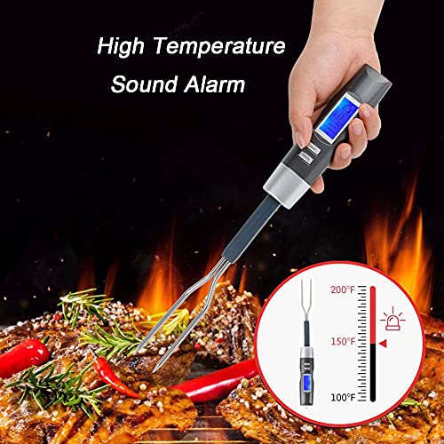 Meat Thermometer Fork, LCD Disply Digital Cooking Thermometer Fork Instant Read BBQ Fork Suitable for Kitchen, Grilling, Barbecue, Turkey