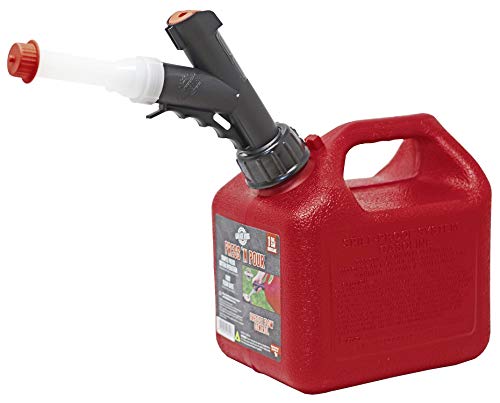 GARAGE BOSS GB320 Briggs and Stratton GarageBoss Press 'N Pour 2+ Gallon Gas Can, Red & GB310 Briggs and Stratton GarageBoss Press 'N Pour 1+ Gallon Gas Can, Red