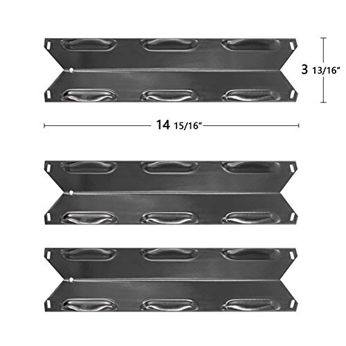 Hongso Porcelain Steel Heat Plate Shield Tent Replacement Parts for Gas Grill Charbroil 640-01303702-3, Kenmore 146.16132110, 146.16133110, 146.16142210, 3-Pack, (PPF221)