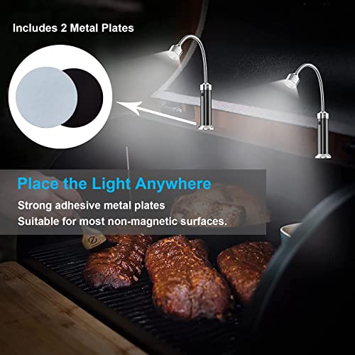 Magnetic Grill Light for Barbecue: Grill Lighting for Outdoor BBQ - Grilling Gifts for Men, Waterproof Heat Resistant Grill Accessories | 2 Pack Black