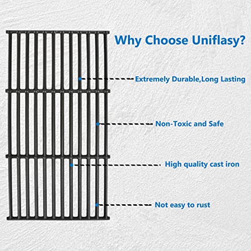 Uniflasy Cast Iron Crill Grate fit Chargriller 1733 Smokin' Champ Charcoal Grill Horizontal Smoker Grates,Cooking Grate Replacement Parts for Chargriller Set of 3