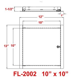 Premier 2002 Series Steel Access Door, 10 x 10 Flush Universal Mount, White (Keyed Cylinder Latch)