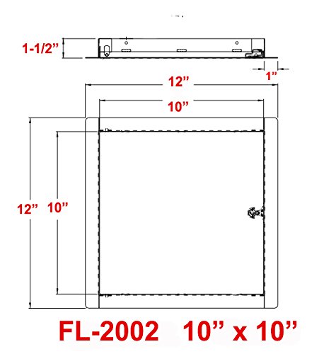 Premier 2002 Series Steel Access Door, 10 x 10 Flush Universal Mount, White (Keyed Cylinder Latch)