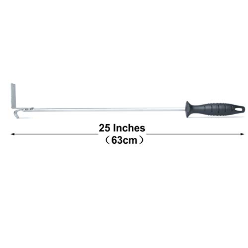 MSY BIGSUNNY 2 in 1 Satinless Steel Ash Rake for Grills, Big Green Egg, Charcoal Grills Tool with Rack Lifter, Ash Tool (18" Ash Rake)