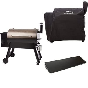 traeger grills pro series 34 electric wood pellet grill and smoker, bronze + traeger bac380 34 series full length grill cover + traeger bac363 34 series folding shelf