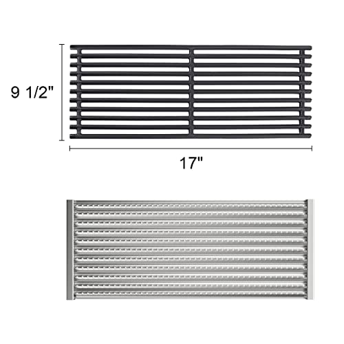 Grilling Corner Cooking Grids/Grates Emitter Replacement Parts for Charbroil 463242715 463242716 463255020 463255721, Cast Iron, 17" x 9 1/2", 3 Pack