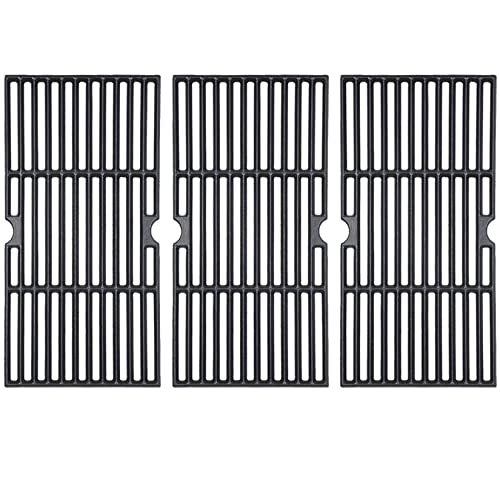 GasSaf Grill Grates Replace for Charbroil 463420508, 463420509, 463420511 463436213 463436214 463440109, Master Chef, Thermos, Backyard and Others Grills, 16 7/8" Cast Iron Grill Grates(Set of 3)