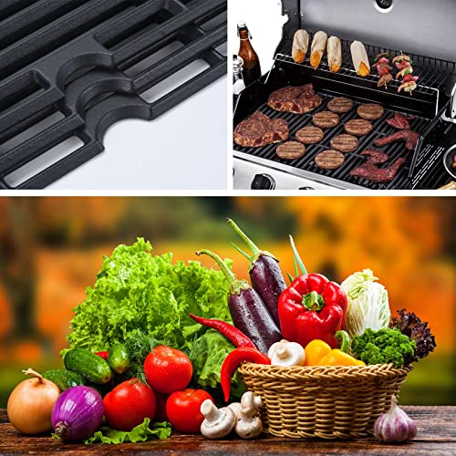 GasSaf Grill Grates Replace for Charbroil 463420508, 463420509, 463420511 463436213 463436214 463440109, Master Chef, Thermos, Backyard and Others Grills, 16 7/8" Cast Iron Grill Grates(Set of 3)