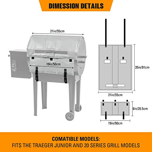Stanbroil BBQ Grill Thermal Insulation Blanket Replacement for Traeger BAC346 - Compatible with Traeger Tailgater and Junior 20 Series Models