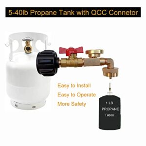 HHXS Qcc1 Propane Refill Elbow Adapter with Propane Tank Gauge,Refill Pressure Fitting Adapter for Camping Grill 1Lb Bottle Tank Refilled Gas from 5~40 LbS