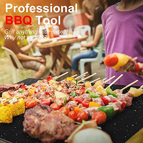 Grill Mat for Outdoor Grill Set of 5, Grill Sheets 100% Non-Stick Reusable, Heavy Duty, Barbecue Baking Mat Durable for Charcoal Gas Electric Grill, Easy to Clean, 15.75 x 13-Inch