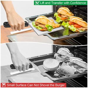 Joyfair Metal Burger Spatulas Set of 2, Stainless Steel Hamburger Turner for Griddle Flat Top Barbecue, Large Wide Thick Spatula with Hook, Great for Grilling Flipping Cooking Kitchen Restaurant