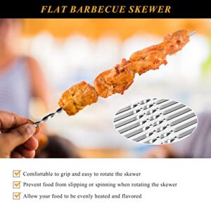 Kabob Skewers, AIMEIKI 50PCS Flat Metal BBQ Barbecue Skewer 14.8 Inch Long Stainless Steel Shish Kebob Sticks Wide Reusable Grilling Skewers Set for Meat Shrimp Chicken Vegetable Outdoor Cooking