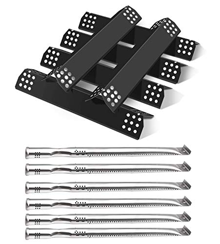 MONIBAQ Grill Replacement Parts for Nexgrill Deluxe 6 Burner 720-0896B 720-0896C, for 5 Burner 720-0896 720-0882A 720-0925, 6 pcs Porcelain Steel Flame Tamers Heat Shields Plates+Burner Tubes Kit