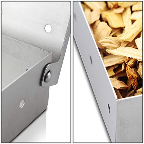 XI-HOME Smoker Box, Stainless Steel BBQ Grilling Meat Smokers Box for Wood Chips, Best Barbecue Accessories on Gas Charcoal Grill