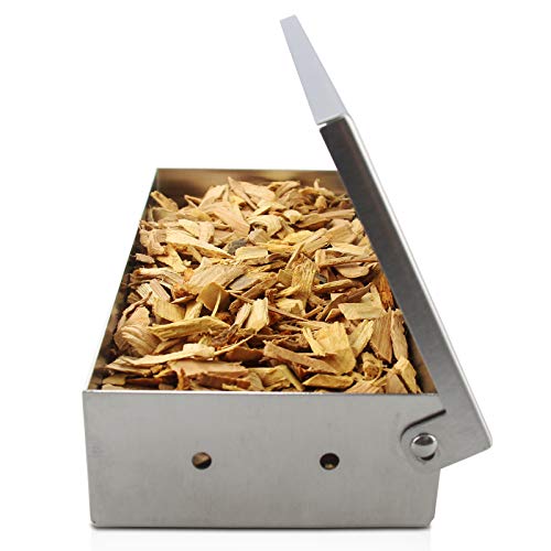 XI-HOME Smoker Box, Stainless Steel BBQ Grilling Meat Smokers Box for Wood Chips, Best Barbecue Accessories on Gas Charcoal Grill