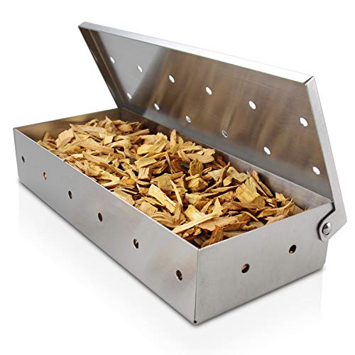 XI-HOME Smoker Box, Stainless Steel BBQ Grilling Meat Smokers Box for Wood Chips, Best Barbecue Accessories on Gas Charcoal Grill