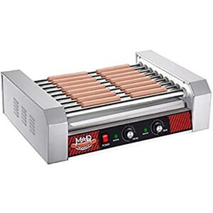 greta northern popcorn company hot dog grill with 9 stainless steel rollers, zpg-6002e, gray