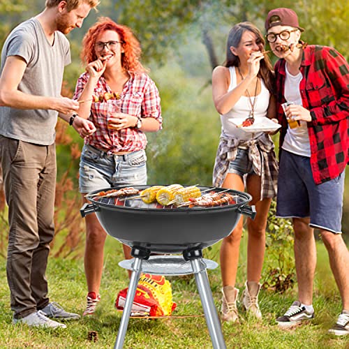 Sunoutife Charcoal Grills, 18.5” Portable BBQ Kettle Grill with Wheels for Outdoor Cooking Barbecue Camping
