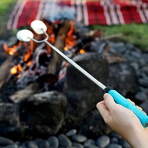 Marshmallow Roasting Sticks - Telescoping Smores Skewers and Hot Dog Forks - Perfect for Outdoor Cooking, Campfires & Fire Pits - with Carrying Case (4 Pack)