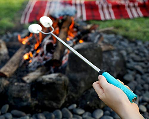 Marshmallow Roasting Sticks - Telescoping Smores Skewers and Hot Dog Forks - Perfect for Outdoor Cooking, Campfires & Fire Pits - with Carrying Case (4 Pack)