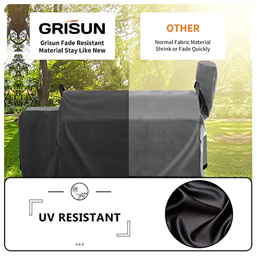 Grisun Grill Cover for Traeger Pro 34, Pro 780 Series Wood Pellet Grill, Waterproof Anti-Fade BBQ Smoker Cover for Texas Elite 34 Grill, Handles for Easy Put On and Take Off, 600D Fabric, Black