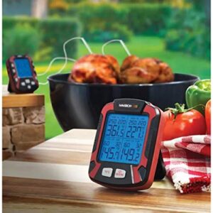 Maverick Adrenaline Barbecue Company XR-50 Extended Range Digital Remote Wireless 4 Probe BBQ & Meat Thermometer, Black/Red