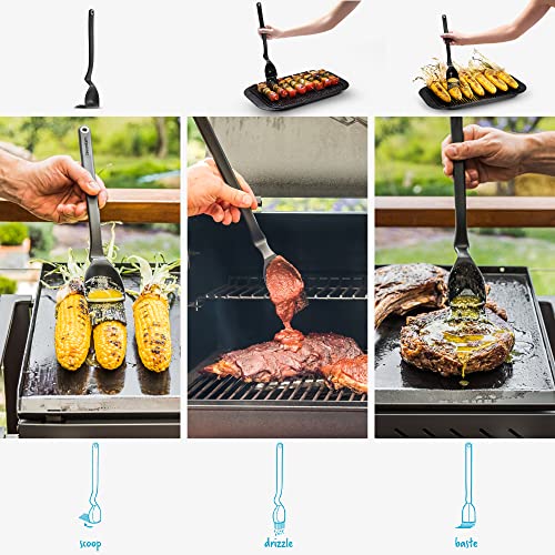 Dreamfarm BBQ Brizzle | Sauce Scooping Silicone BBQ Basting Brush | BBQ Sauce Brush That Scoops Every Last Drop of Sauce | Grilling Gifts for Men | Black