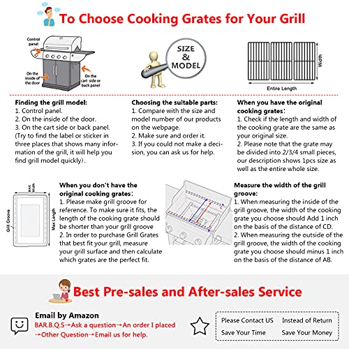 Hisencn 17" Stainless Steel Cooking Grid Grates for Charbroil 463250509, 463250510, Thermos 461262409, Grill Master 720-0737, 720-0670E, Vermont Castings Great Outdoors Gas Grills