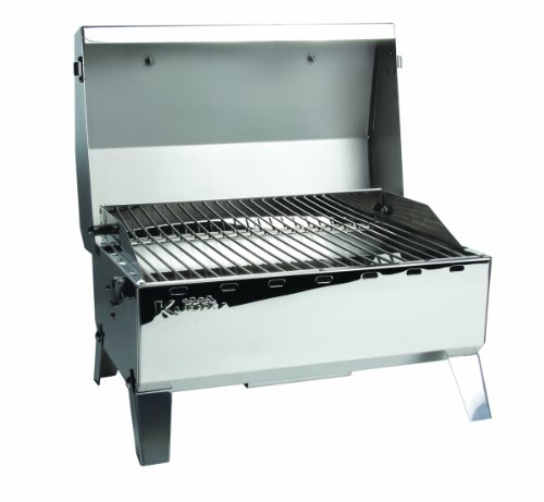 Kuuma Premium Stainless Steel Mountable Gas Grill w/Regulator by Camco -Compact Portable Size Perfect for Boats, Tailgating and More - Stow N Go 125" (58140)