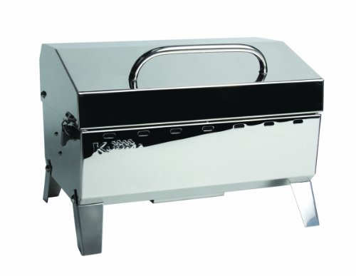 Kuuma Premium Stainless Steel Mountable Gas Grill w/Regulator by Camco -Compact Portable Size Perfect for Boats, Tailgating and More - Stow N Go 125" (58140)