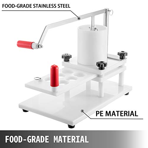 VBENLEM Burger Commercial Buger Press 55mm/2.15inch and 130mm/5inch, Manual Meat Maker PE Material with Tabletop Fixed Design Forming Processor Machine with 2 Sets of Patties Model, 5inch, White