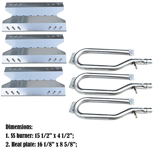 Direct Store Parts Kit DG187 Replacement for Outdoor Gourmet, Sam's Club, BBQ Pro Gas Grill Burners and Heat Plates, 3-Pack