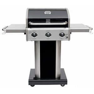 kenmore 3-burner outdoor bbq grill | liquid propane barbecue gas grill with folding sides, pg-a4030400ld, pedestal grill with wheels, 30000 btu, black