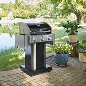 Kenmore 3-Burner Outdoor BBQ Grill | Liquid Propane Barbecue Gas Grill with Folding Sides, PG-A4030400LD, Pedestal Grill with Wheels, 30000 BTU, Black