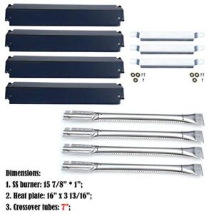 Direct Store Parts Kit DG240 Replacement for Charbroil 463248208,463268107,466248208 Gas Grill Burners,CrossoverTubes,Heat Plates (Stainless Steel Burner + Porcelain Steel Heat Plate)