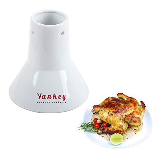 VANKEY Ceramic Chicken Roaster Non-Stick Beer Can Chicken Holder Turkey Stand Vertical Poultry Roast Chicken Accessories Fit for Kamado Joe and Big Green Egg,Primo,Vision,Roast Chicken Utensils（Large）