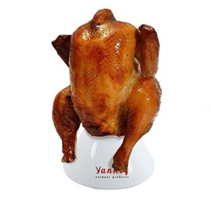 VANKEY Ceramic Chicken Roaster Non-Stick Beer Can Chicken Holder Turkey Stand Vertical Poultry Roast Chicken Accessories Fit for Kamado Joe and Big Green Egg,Primo,Vision,Roast Chicken Utensils（Large）