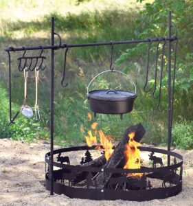 guide gear manual camp spit for roasting, bbq, grill, rotisserie and fire pit camping
