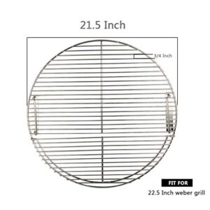 Mydracas Stainless Steel Cooking Grate 21.5 inch Kettle Grill Grate 304 Stainless Steel Food Grade Safe for 22.5 inch Weber Charcoal Grills