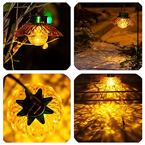 2pack Solar Lights Outdoor,Crackle Crackle Globe Glass - Solar Lantern Outdoor,LED Landscape.Solar Hanging Lights. Solar Lantern Outdoor to Hang for Yard and Lawn Tree,Fence,Patio,Lawn,Walkway…