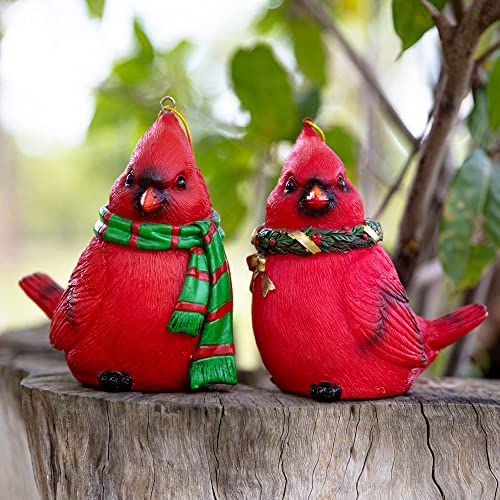 Christmas Cardinal Red Bird Lights 2pcs Garden Lantern Yard Decoration, Christmas Tree Hanging Decoration Battery Powered