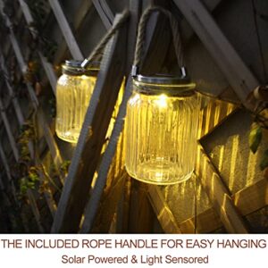 Bright Zeal 4-Pack 6" Solar Fairy Lights Outdoor Waterproof LED Mason Jar - Hanging Solar Yard Lights Outdoor Waterproof LED Mason Jars - Solar Lights Mason Jars Decorative Solar Mason Jar Lantern