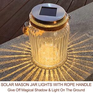 Bright Zeal 4-Pack 6" Solar Fairy Lights Outdoor Waterproof LED Mason Jar - Hanging Solar Yard Lights Outdoor Waterproof LED Mason Jars - Solar Lights Mason Jars Decorative Solar Mason Jar Lantern