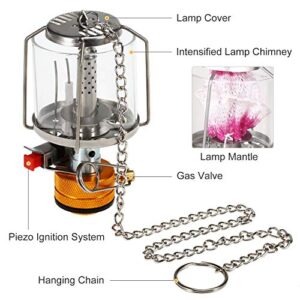 Lixada Outdoor Portable Camping Gas Lantern Piezo Ignition Mini Gas Tent Lamp Light