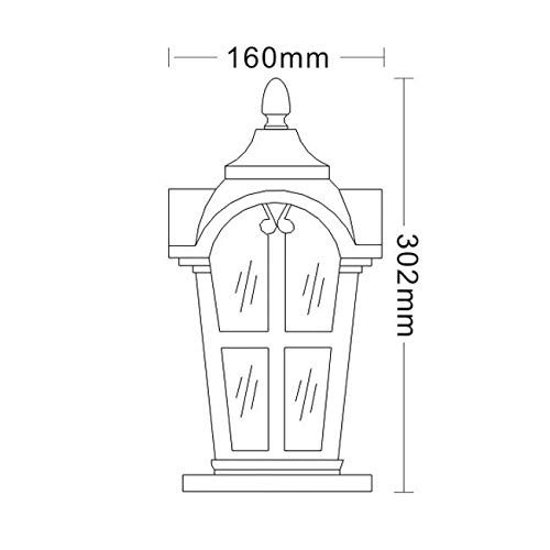 SLNFXC New Chinese Style Column Head Lamp Waterproof Villa Led Gate Lamp Post Outdoor Garden Lamp Outdoor Wall Lamp Door Post Lamp ( Size : 302mm*160mm )