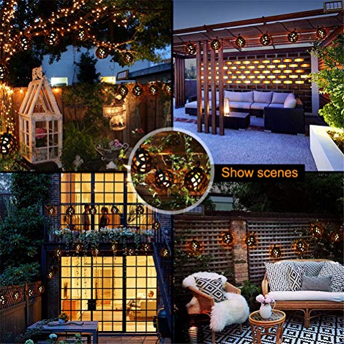 LHLLHL Solar String Lights LED Outdoor Waterproof Flickering Flame Hanging Solar Lantern Lamp with 8 Ball for Patio Garden Yard