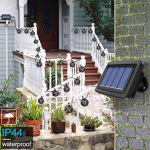 LHLLHL Solar String Lights LED Outdoor Waterproof Flickering Flame Hanging Solar Lantern Lamp with 8 Ball for Patio Garden Yard